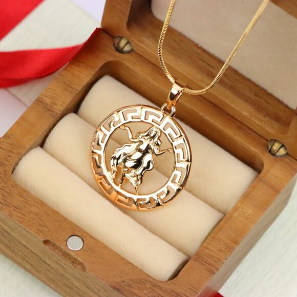 "Virgo Zodiac Pendant in Elegant Rose Gold with Fine Brass Craftwork, XPPT1333 - Picture 8 of 13